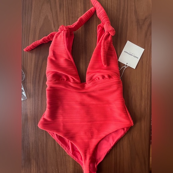 Mara Hoffman Other - NWT Mara Hoffman Daphne Deep Plunge Orange Red One Piece Swimsuit XS